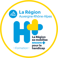 Logo H+ Formation. La région Auvergne-Rhône-Alpes se mobilise encore plus pour le handicap 
