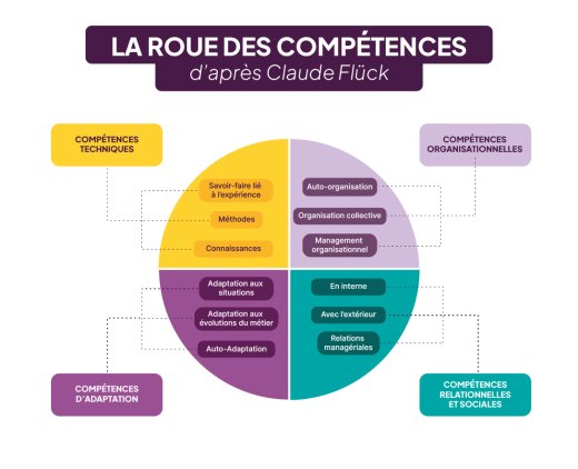 Roue des compétences d'après Claude Flück.